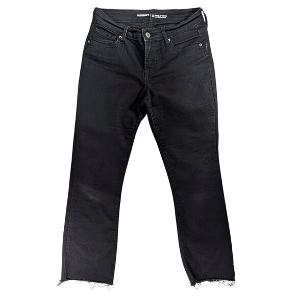 Old Navy Women's 2 Reg Black Mid Rise Flare Distressed Hem Stretch Jeans - Picture 3 of 8